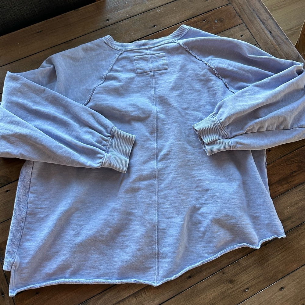 Anthropologie Pilcro Lavender Cropped V-Neck Sweatshirt - Picture 8 of 11